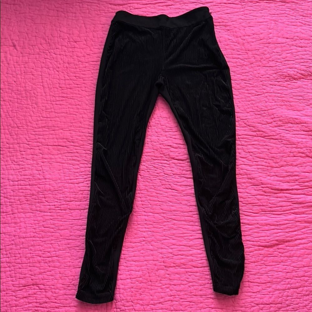 Anne Fontaine Black Ribbed Leggings, XS
